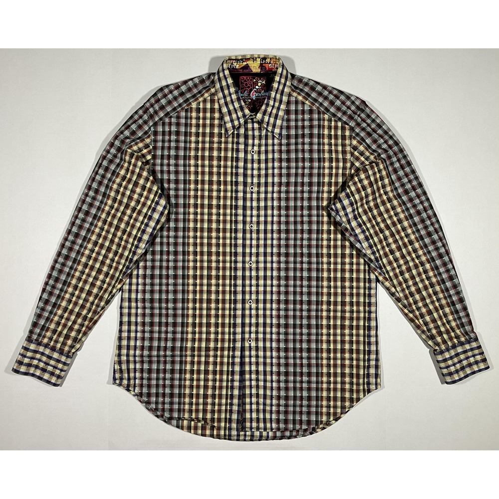Robert Graham Shirt Mens Medium Plaid Long Sleeve Casual Knowledge Wisdom